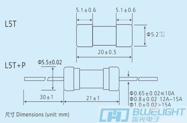 L5T系列/Φ5X20玻璃管保险丝(延时)(图3)