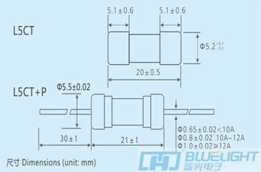 L5CT系列/Φ5X20陶瓷管保险丝(高分断延时)(图3)